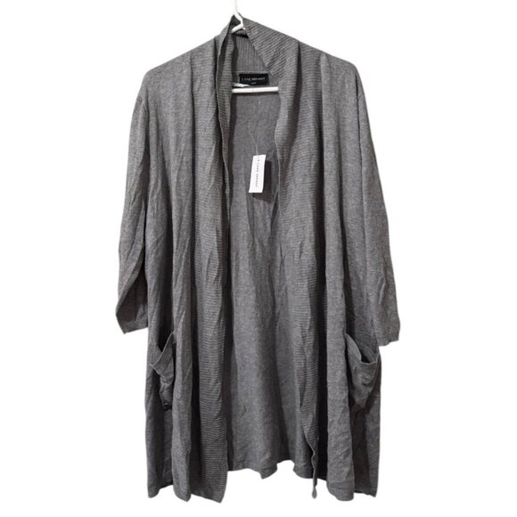 Lane Bryant Gray Women Size 14/16 Open Front Cardigan Lightweight Pockets NWT - Picture 1 of 14